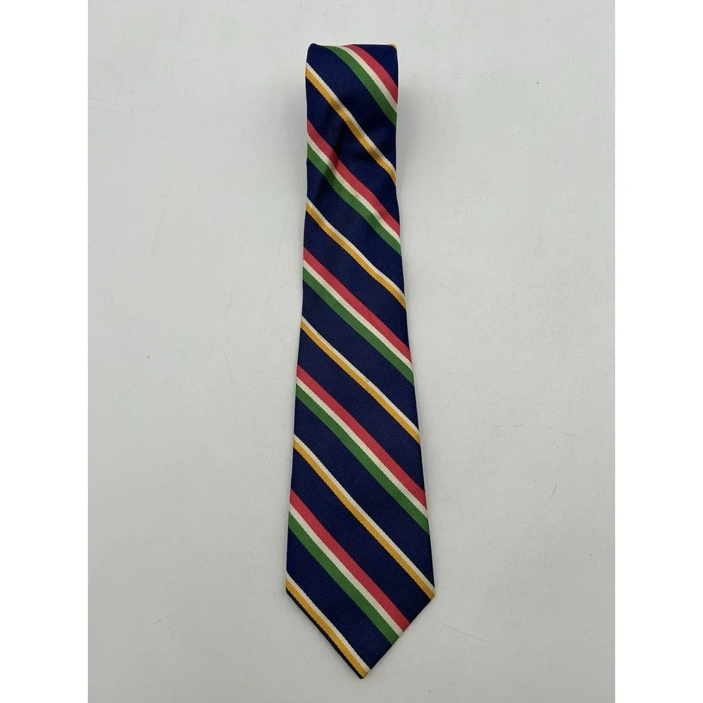 Vtg Polo Ralph Lauren Boys Silk Mulitcolor Striped Hand Finished in Italy 3x43